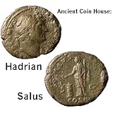 HADRIAN. SALUS feeding a Serpent. Rome Mint. Æ As.