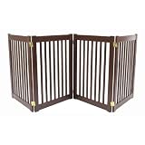 Freestanding Pet Gate 32 Inch 4 Panel Mahogany