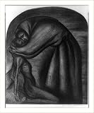 Historic Print (L): [Mexico - 20th C. graphic art: The Franciscan (holding emaciated figure) Orozco]