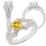 18k split shank Chatham 5.5mm princess cut yellow sapphire color #2 engagement ring