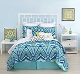 Trina Turk 3-Piece Peacock Comforter Set, Queen, Blue