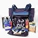Picnic for 2 Purple and Blue Tote Cooler and Place Settings along with Drinks and Gourmet Snacks