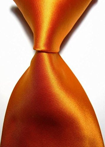 Kristy Tok Collection - Orange Simple Plain Series Jacquard Woven Silk Men's Neckties with Designs - CPHQ (Compatible Price &amp; High Quality)