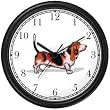 Basset Hound Dog Wall Clock by WatchBuddy Timepieces (Black Frame)