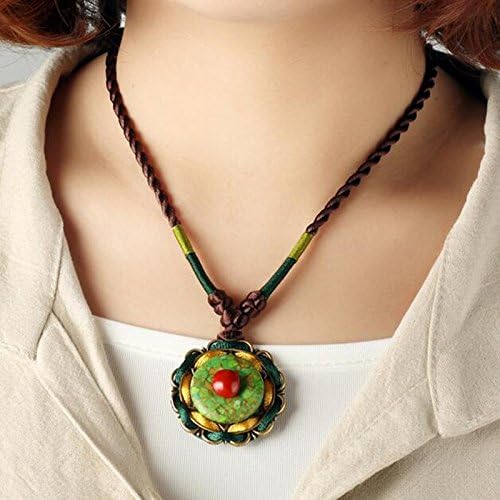 LAXTE Women's Ethnic Vintage Turquoise Pendant Necklace