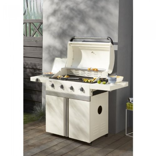 Barbecue au gaz 4 brûleurs Ferri blanc Couleur Blanc Matière Inox