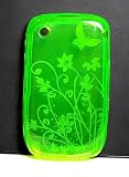 Green Butterfly Flowers Crystal Candy TPU Soft Silicone Skin Blackberry 8520 8530 Curve