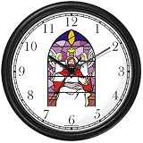 Jesus Christ the King being Crowned (Stained Glass) Christian Theme Wall Clock by WatchBuddy Timepieces (Black Frame)