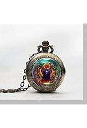 Scarab Pendant Pocket Watch ,Scarab Necklace Pocket Watch Charm, Egyptian Pendant Pocket Watch Glass Tile Jewelry,glass Egyptian Watch,scarab Potphoto