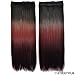 Black to burgundy to Reddish brown three Colors Ombre hair extension, Synthetic Hair extensions UF207
