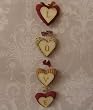 Hanging red heart chintz love cushions fabric with wooden letters