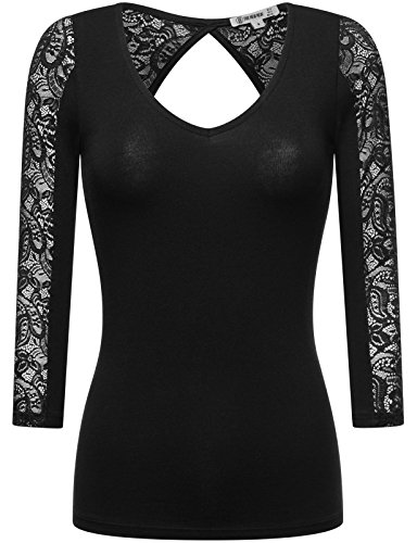 THENEWNEW Womens 3/4 Sleeve Top With Lace Detail (S-3XL)