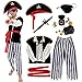 Pirate Costume Kids Deluxe Costume Pirate Dagger Compass Earring Purse for Halloween Party (M)
