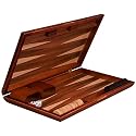 Backgammon Board Game Set Inlaid Wood Case 17''