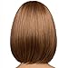 RightOn Classical Short Straight Women Girls Brown Synthetic Wig with Wig Cap (Brown)