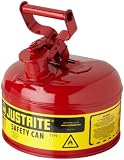 Justrite 7110100 - Galvanized Steel, Type I Red Safety Can, With Large ID Zone, Meets OSHA & NFPA Standards For Handling Hazardous liquids.  1 Gallon (4L) Size.