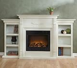 Thompson Electric Fireplace with Bookcases - Antique White