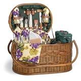 Merlot Deluxe Oval Picnic Basket - Pine Green
