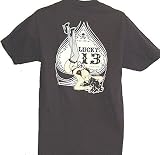 Lucky 13 SuzetteT Shirt Mens Pin Up Girl T Shirt Ace of Spades, Naughty Pin Up Girl Rockabilly T Med. - 3X
