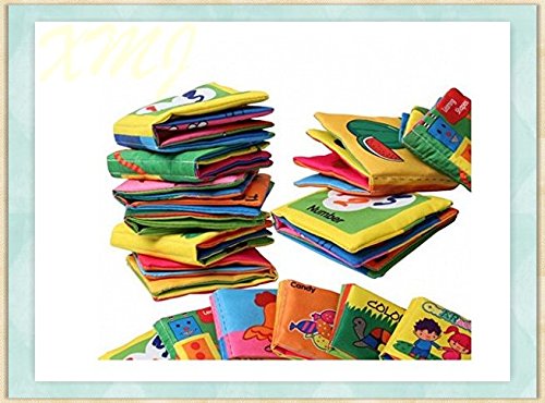 XMJ 6-PACK Baby Soft Cloth Book ,Soft Rattle Paper Cloth Books Infant Educational Stroller Toy Newborn Crib Bed Baby Toys 0-12 month
