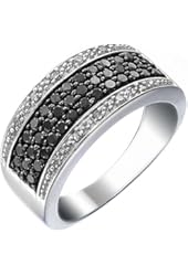 Vir Jewels Sterling Silver Black or Blue Diamond Ring (3/4 CT)