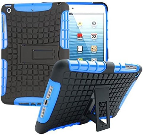 Ipad Mini 4 Case, Plastic Kid Proof Extreme Duty Dual Protective Back Cover with Kickstand Dropproof Dustproof Shockproof (ipad mini 4, Blue)