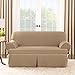 Surefit Cotton Duck T Cushion Sofa, Cocoa/Natural