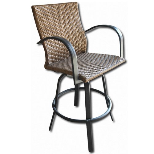 Naples All-Weather Wicker Swivel Barstools - Saddle Naples All-Weather Wicker Swivel Barstools - Saddle