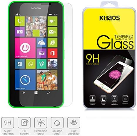 Nokia Lumia 630 635 Screen Protector, KHAOS® Premium Tempered 0.33mm Glass Screen Protector Film for Microsoft Nokia Lumia 630 635