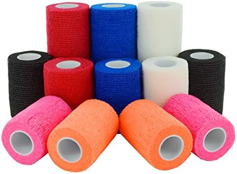 Life Tape, Self Adherent Wrap Tape, Vet Adhesive Bandage Tape, (3" X 15', 12 Pack) Assorted Colors. (Multi-Color)