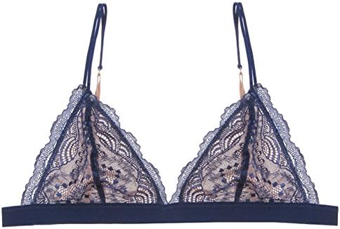 Floral Lace Bralette Triangle Bustier Bra Hook Contrast Band Back Straps Cami