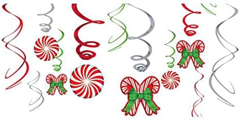 Amscan 679852 Candy Cane Foil Swirls Value Pack, 12 Ct. | Christmas Decoration 24"