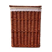 Rurality Classical Wicker Laundry Basket with Lid and Linen Liner