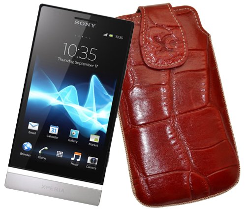 Suncase Original Tasche f&uuml;r Sony Xperia P croco-rot Preisvergleich