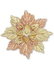 Landstroms Black Hills Gold Brooch Pin with Leave Cluster - H412