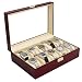 Rosewood Watch Display Storage Case Chest With Glass Clear Viewing Top Holds 10 Watches