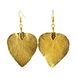 24 Karat Gold Overlay Heart Shape Leaf Dangle earrings