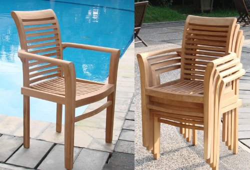 Grade-A Teak Wood Luxurious Stacking Arm / Captain Dining Chair