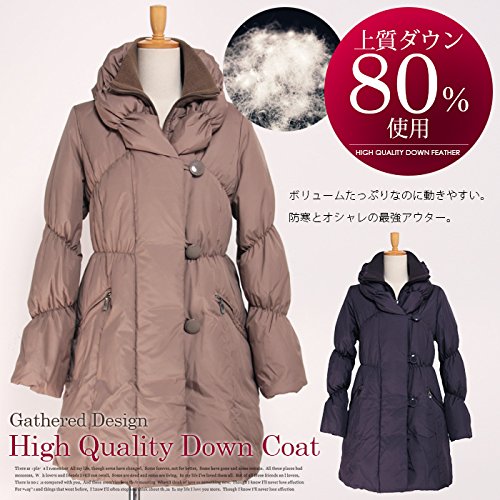 【ブラウン　Mサイズ】【上質ダウン８０％!!】とっても軽い♪ボタンリアルダウンコート【全２色】【アウター/ジャケット】◆