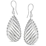 Pear Swirl Design Earrings in Silver