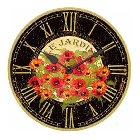 Infinity Instruments Le Jardin Red Poppy 24-Inch Wall Clock