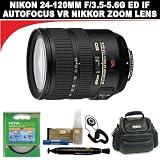Nikon 24-120mm f/3.5-5.6G ED IF Autofocus VR Nikkor Zoom Lens + Nikon Pro Cleaning Kit + Deluxe SLR Gadget Bag + Hoya Ultraviolet UV filter
