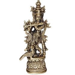 Hindu God Religious Statue Krishna Brass Metal Spiritual Gift