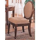 Elegant Design Beige Fabric Cherry Finish Wood Accent Chair