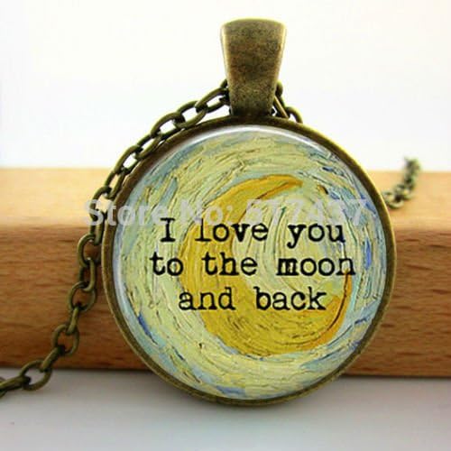 Lawrence Painting Glass Cabochon Necklace Crescent Moon Detail By Vincent Van Gogh I Love You To The Moon And Back Pendant Necklace