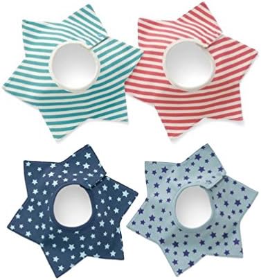 4-Pack Waterproof and Absorbent Unisex Baby bibs 360 Degree Rotatable Drool Bibs With Two Snaps, 5 Layer Baby Boy or Girl Bibs Cute Gift Set Star and Stripe
