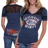 Affliction Juniors Oil Change T-Shirt - Cobalt Blue Oil Stain