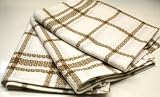 Fieldcrest Set of 3 LARGE Tea Towels - BROWN AND WHITE