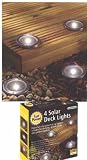 4 White Led Solar Deck Lights - Outdoor Garden Decking