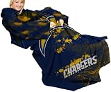 NFL San Diego Chargers Adult Comfy Throw, Officially Licensed Blanket with Sleeves by Northwest, "Smoke" Design